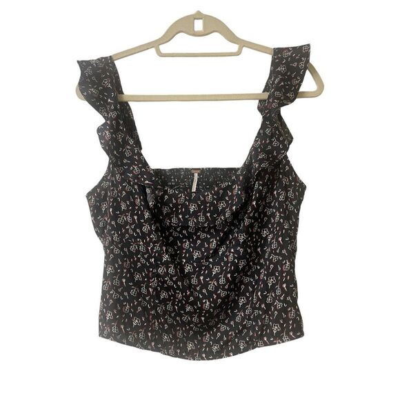 Free People cropped blouse ruffle straps sz XL - Picture 1 of 5